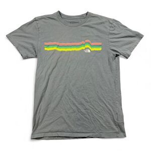 The North Face Grey Rainbow Stripe Graphic Tee Small